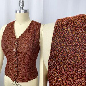 Vintage 90s ornate brocade vampire academic gothic button-up vest waistcoat